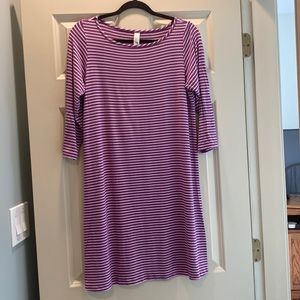 Yala A-line bamboo dress, classic boatneck, 3/4 sleeves, above-knee hemline